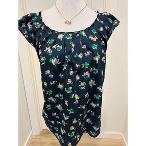 LAUREN CONRAD BLUE FLORAL BLOUSE
